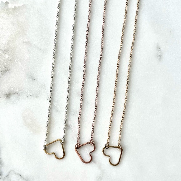 NWT Heart charm choker necklace, 15” long. 4 variants available. Gold filled - Picture 8 of 10